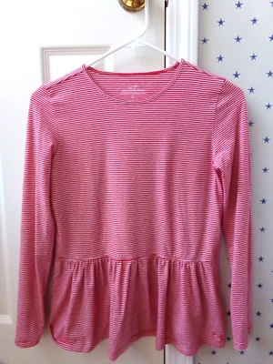 Camisa a Rayas Vineyard Vines L Grande Top Manga Larga Rojo Blanco Volantes 14 Niñas Foto 1 de 4