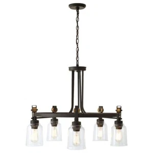 Home Decorators Chandelier Knollwood 30 in. 5-Light Black Bronze w/ Brass Accent - Picture 1 of 8