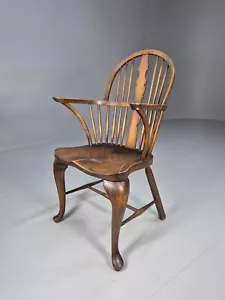 Vintage Windsor Chair Beech Wood Stickback Pad Feet Antique EB8961 VDIN - Picture 1 of 15