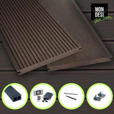 WPC Terrassendielen Breitdielen XL Komplettset 3-5m Länge, 3 Farben 8-90m² Diele - Bild 1 von 4