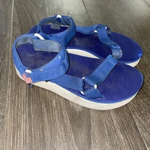 Teva Platform Sandals Red White Blue Patriotic USA Flip Flops Size 9 - Picture 1 of 8