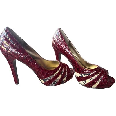 Hale Bob Westridge Redcro High Heel Pumps Shoes Open Toe Women's Size 6 - Image 1 of 4
