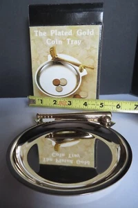 VINTAGE Plated Gold Baseball Coin/Trinket/Key Tray With BRASS Baseball & Bat NEW - Picture 1 of 13