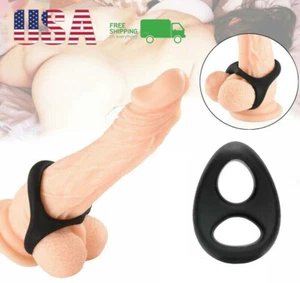 Double Silicone Cock/Penis Ring Enhancer Prolong Sex Aid Tool Donut Set for Men - Picture 1 of 7