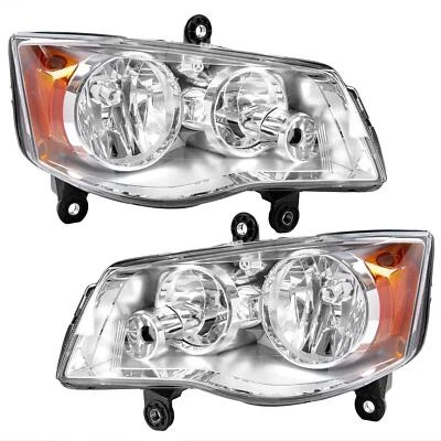 2Pcs Headlights For 2011-2020 Dodge Grand Caravan 2008-16 Chrysler Town Country - Image 1 of 4