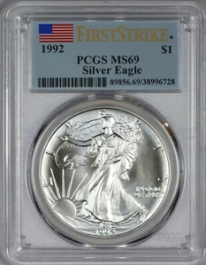 1992 American Silver Eagle PCGS MS69 First Strike - Flag Label - Picture 1 of 2