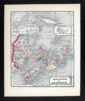1857 Morse Gaston Map Maritime Canada Halifax Nova Scotia New Brunswick PEI CA - Image 1 of 4