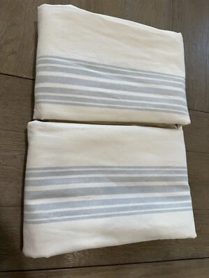 Pottery Barn Riviera драпировка 50 x 108 «фарфоровый синий хлопок подкладка 2 панели полоски - Изображение 1 из 2