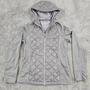 Michael Kors Jacket womens small 128776 Down Puffer/Fleece hooded Grey logo - Picture 1 of 14