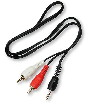 1 Metre 3.5mm Jack Plug to TWIN 2 x RCA PHONO Audio Lead GOLD CABLE PC TV AUX - Image 1 of 3