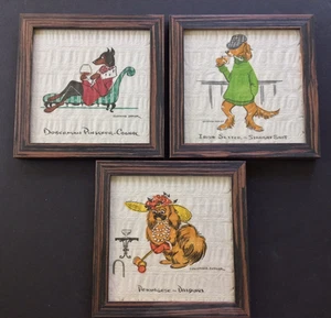 3 Constance Depler Framed Barhound Paper Napkins ~ Pekingese Irish Setter Doberm - Picture 1 of 3