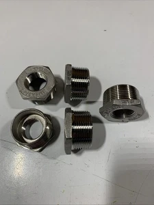 Lot Of 5 - Haitima 1 1/4” to 3/4” 316 Stainless Steel Hex Reducing Bushing - Picture 1 of 4
