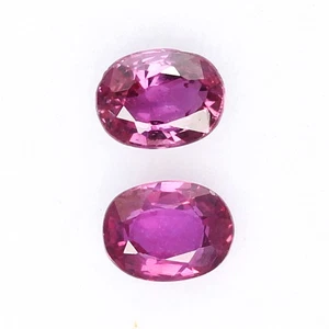 PAIR! 0.59ct Pear 4.2x3.5mm Natural Heated Pinkish Red Siamese Ruby, Thailand - Picture 1 of 4