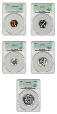 1957 Proof Set 1C-50C CACG PR65-67 - Proof Sets - Image 1 of 4