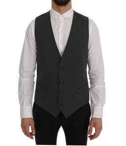 Dolce & Gabbana Gray STAFF Cotton Striped Men's Vest Authentic - Picture 1 of 6
