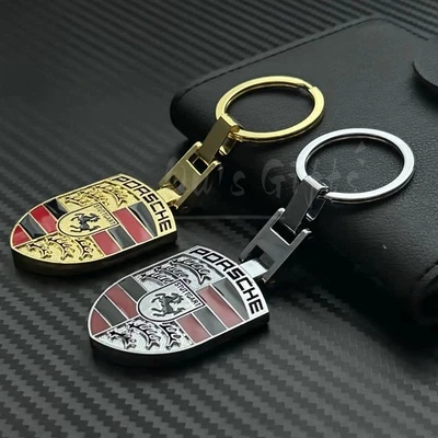 Llavero con escudo con logotipo de doble cara Porsche de metal macizo y elige tu color Foto 1 de 4