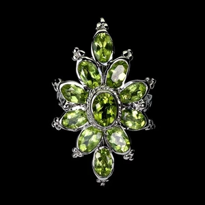 925 Sterling Silver Ring Oval Peridot 7x5mm Natural Gemstone Jewelry Size 9.5 - Picture 1 of 14