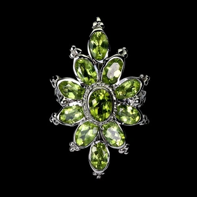 925 Sterling Silver Ring Oval Peridot 7x5mm Natural Gemstone Jewelry Size 9.5 - Image 1 of 4