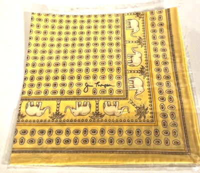 JIM THOMPSON Nuevo Bufanda/Pañuelo Margarita Elefante Amarillo 46x46 Handroll Foto 1 de 4
