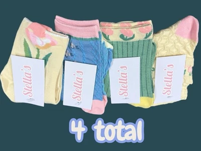 Lote Calcetines Florales Stella Rosa Pastel Azul Amarillo Verde Femenino Talla Única $48 Foto 1 de 3