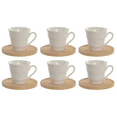 Jeu de 6 tasses avec plat Home ESPRIT Blanc Bambou Porcelaine 90 ml - Photo 1/4