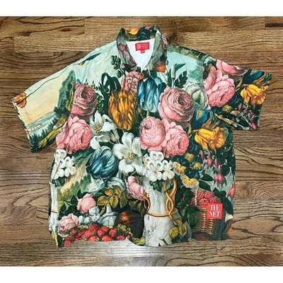 Camisa Pacsun The Met Hawaiian SS Abotonada Pintura Floral Estampada Talla L Foto 1 de 4