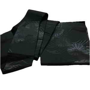 Kimono japonés nagoya obi.seda pura.negro. - Imagen 1 de 4