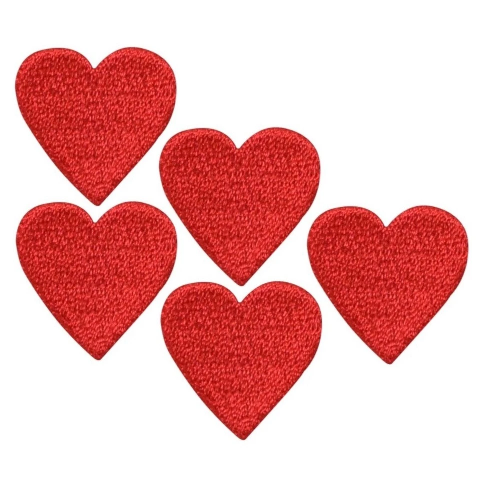 5-Pack Heart Applique Patch - Mini Embroidered Love Badge 15/16" (Iron On) - Image 1 of 1