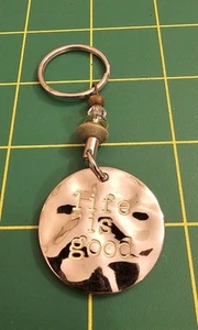 Vintage Life Is Good, Enjoy The Little Things, Metal Keychain, B2b2 - Picture 1 of 2