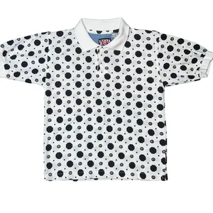 Vintage 90s Bugle Boy geometric Polo shirt size Medium white burgundy green - Picture 1 of 6