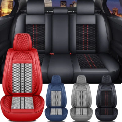 Luxury Leather Car Seat Covers Full Set Ice Silk Front Rear Protector for DODGE Foto 1 de 4