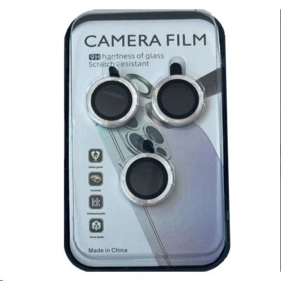 For iPhone 15 Pro / 15 Pro Max Camera Lens Cover Protector 9H Hardness Silver - Image 1 of 4