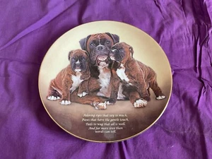 Danbury Mint Boxer Dog "Adoring Eyes" Limited-Edition Plate Cherished Boxers - Picture 1 of 2