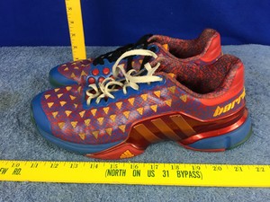 multi colored athletic shoes