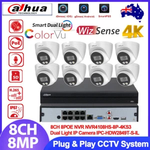 Dahua 8CH Camera System Kit 4K 8MP WizSense Dual Light Full Color IP Camera MIC - Picture 1 of 28