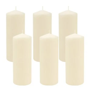 Stonebriar 80 Hour Long Burning Unscented Pillar Candles, 3x8, Ivory, 6 count - Picture 1 of 8