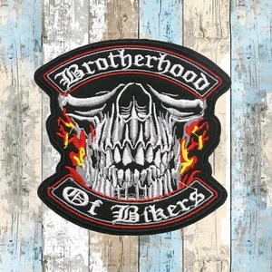 BROTHERHOOD OF BIKERS Patch Embroidered Iron-On Applique Motorcycle Club Vest - Picture 1 of 16