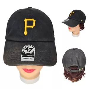 Pittsburgh Pirates Hat Cap Strap Back Black Clean Up 47 Brand Cotton Casual Dad - Picture 1 of 11