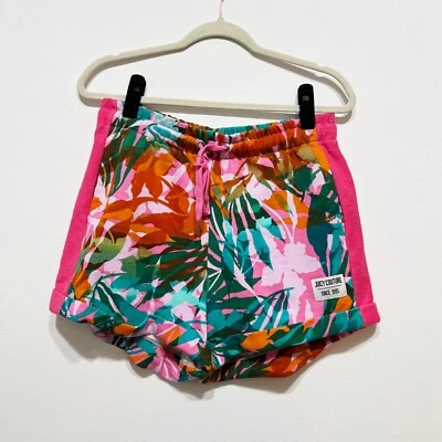 Juicy Couture Women's Cotton Terry Lined Floral Flower Print Pattern Mini Shorts - Image 1 of 3