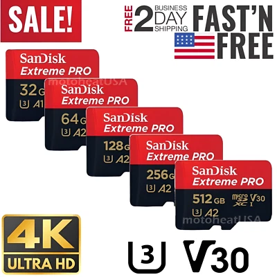 SanDisk Extreme PRO Micro SD Memory Card 32GB 64GB 128GB 256GB - 4K Ultra HD - Image 1 of 4