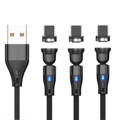 540° Rotate Magnetic Phone Charger Charging Cable For Micro USB/Type C/ iPhone - Image 1 of 4