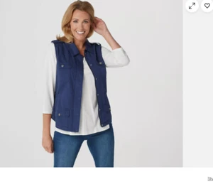 CHALECO CASUAL RACHEL HOLLIS LTD CREMALLERA A PRESIÓN CON BOLSILLOS AZUL MARINO TALLA XXS 2XS - Imagen 1 de 5