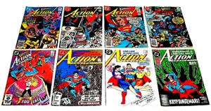 Action Comics #'s 547, 548, 549, 552, 559, 585,  597, & 599 DC 8 Issue Lot  - Picture 1 of 10