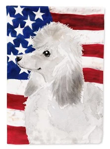 Caroline's Treasures BB9386GF White Standard Poodle Patriotic Garden Flag Mai... - Picture 1 of 6
