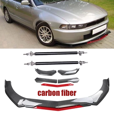 Front Bumper Lip Chin Splitter Spoiler Carbon Fiber For Mitsubishi Galant Body - Image 1 of 4