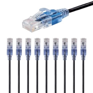 10x 50FT CAT6A RJ45 Ethernet LAN Câble Patch Réseau Cuivre 10G Slim 30AWG Noir - Photo 1/5