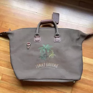Tommy Bahama Handbag Tote Bag Double Straps Embroidery Brown Travel Vacation - Picture 1 of 10
