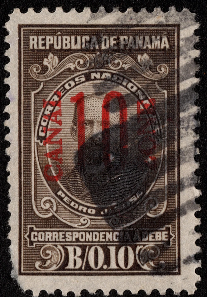 Canal Zone Stamp Scott #J9 Used w Handstamped Cancel 10 Cents on 10 Cents Issue - Image 1 of 1