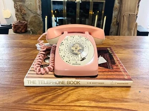 Vintage Pink Tan Automatic Electric Rotary Phone, Works Telephone, Pink Phone - Zdjęcie 1 z 10