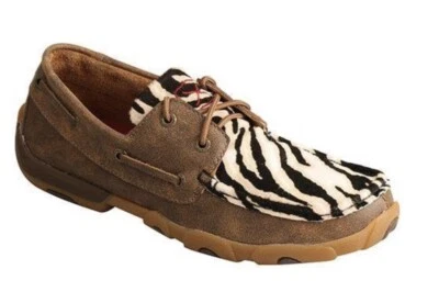TWISTED X WOMEN’S BOAT SHOE HAIR ON HIDE/BOMBER DRIVING MOC - WDM0142 - Image 1 of 4